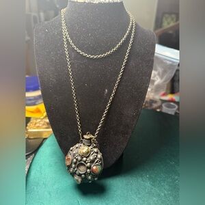 Perfume Snuff Bottle Elegant Silver Pendant Necklace